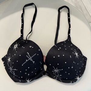 NWOT Victoria's Secret push up Very Sexy RHINSTONE Star strap bra 34C